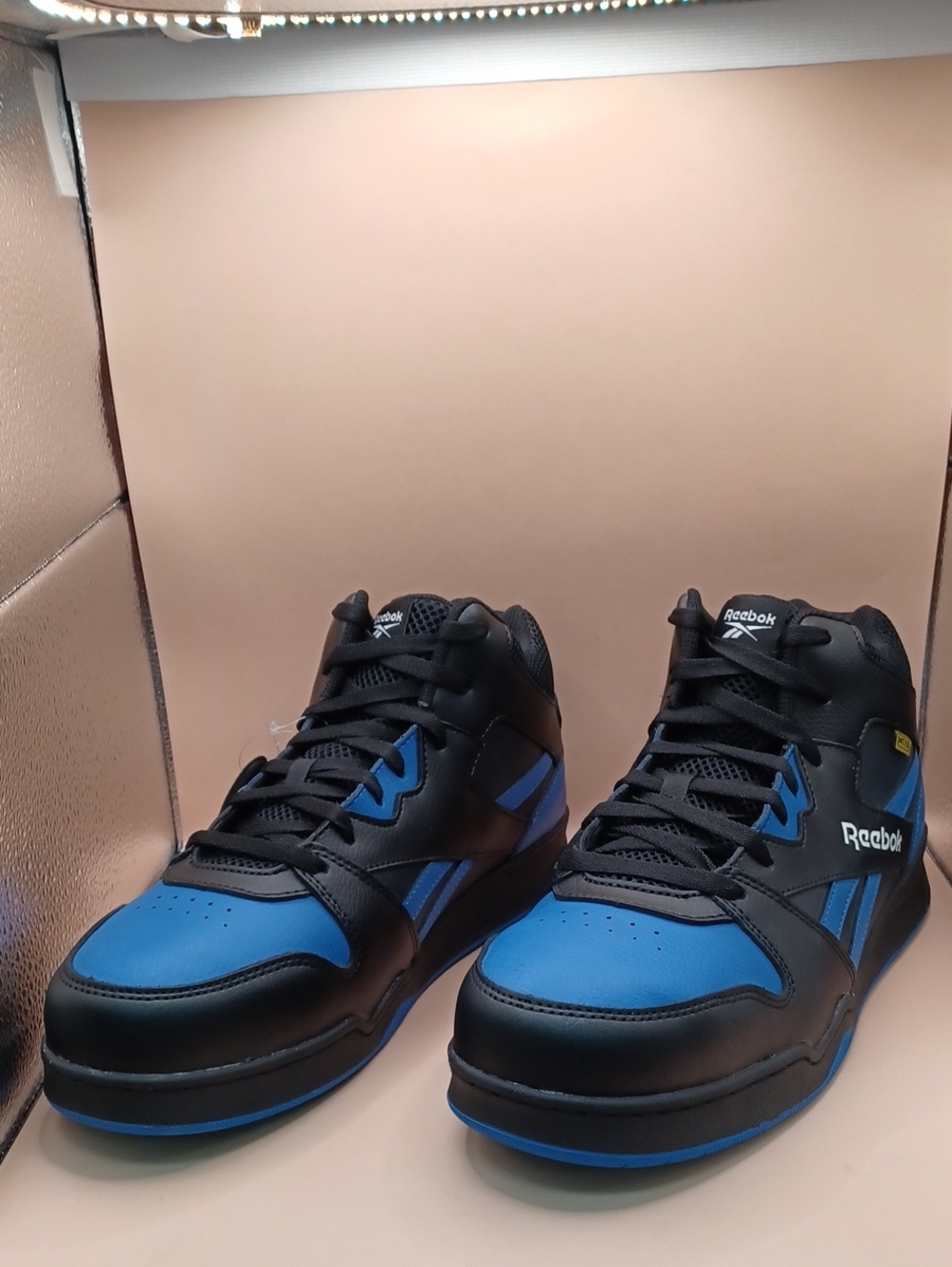 Reebok BB4500 Mens Comp T9e Work High-Top Shoe-Black/Blue Size 10W US